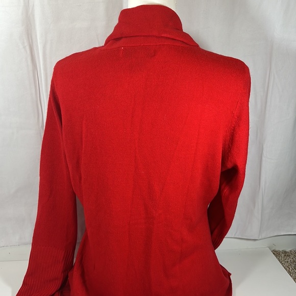 SEVENTH AVENUE Red Three Button Women's Long Sleeve Women's Cardigan V-Neck - Picture 4 of 6
